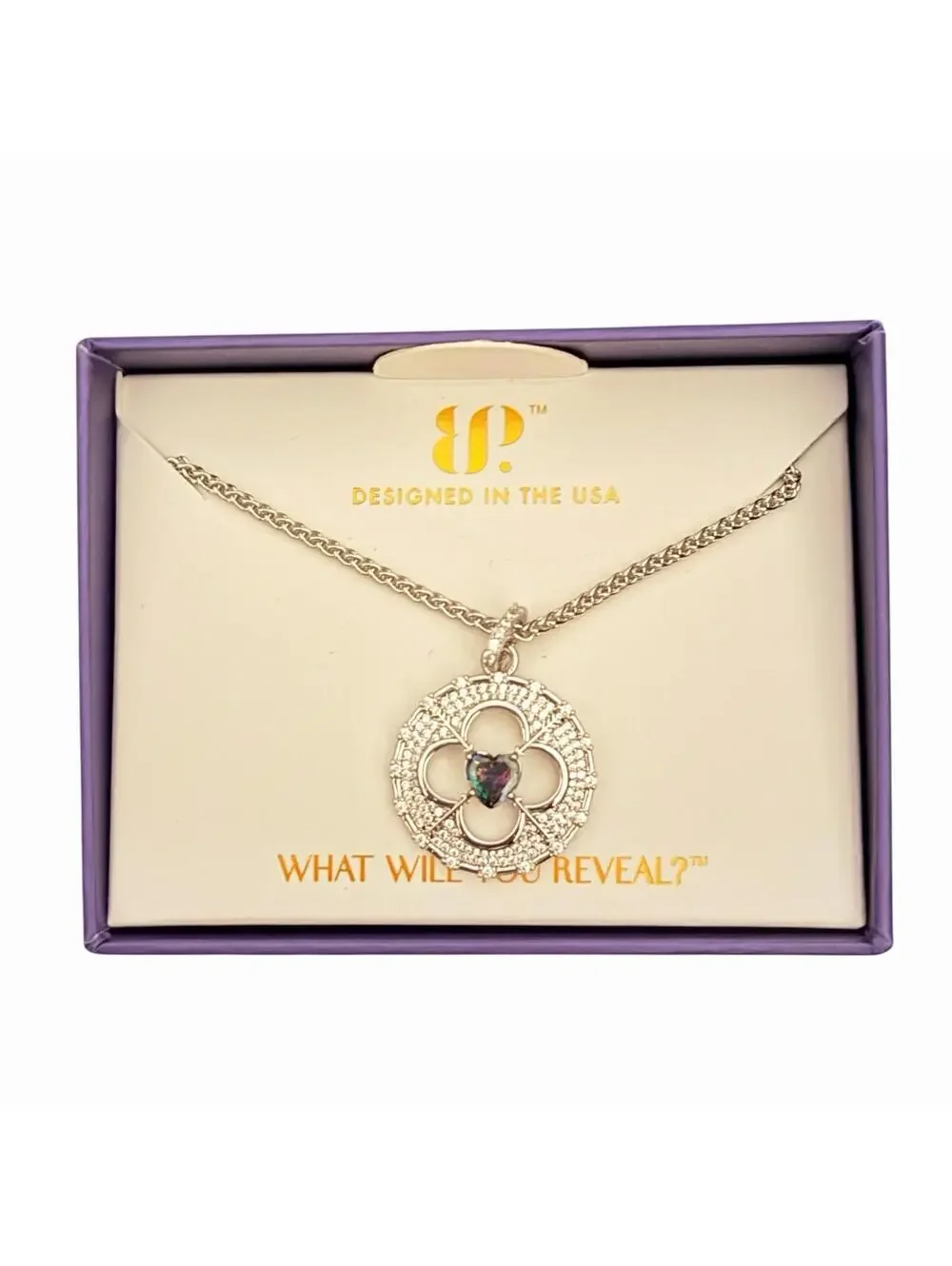 Bomb Party June Heart Clover “Designer Details” NK76173 Alexandrite on Rhodium